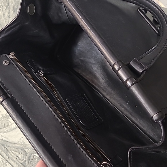 Coach Black Mixed Leather Satchel Crossbody Bag Purse - Picture 10 of 16